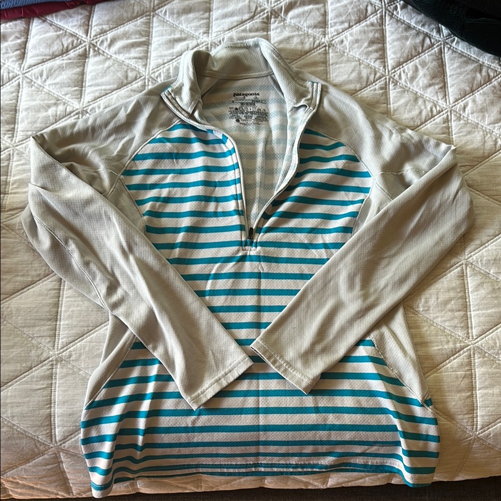 Patagonia Blue and White Striped Top